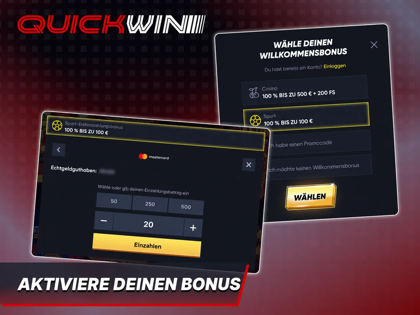 Quickwin bonus aktivieren
